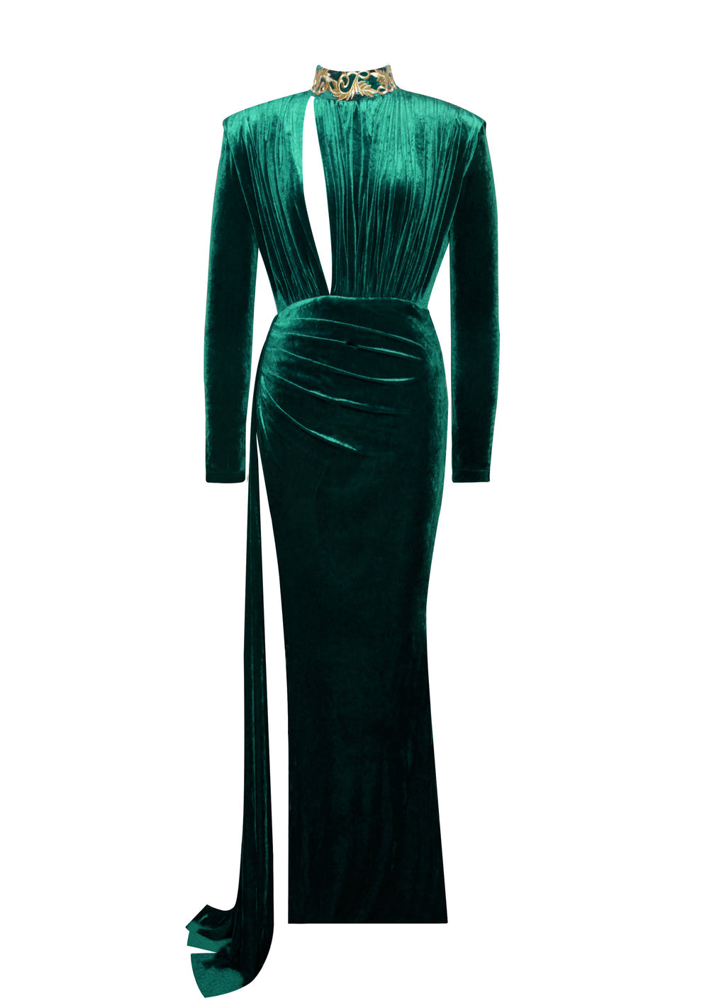 VELVET CUTOUT HIGH SLIT DRESS