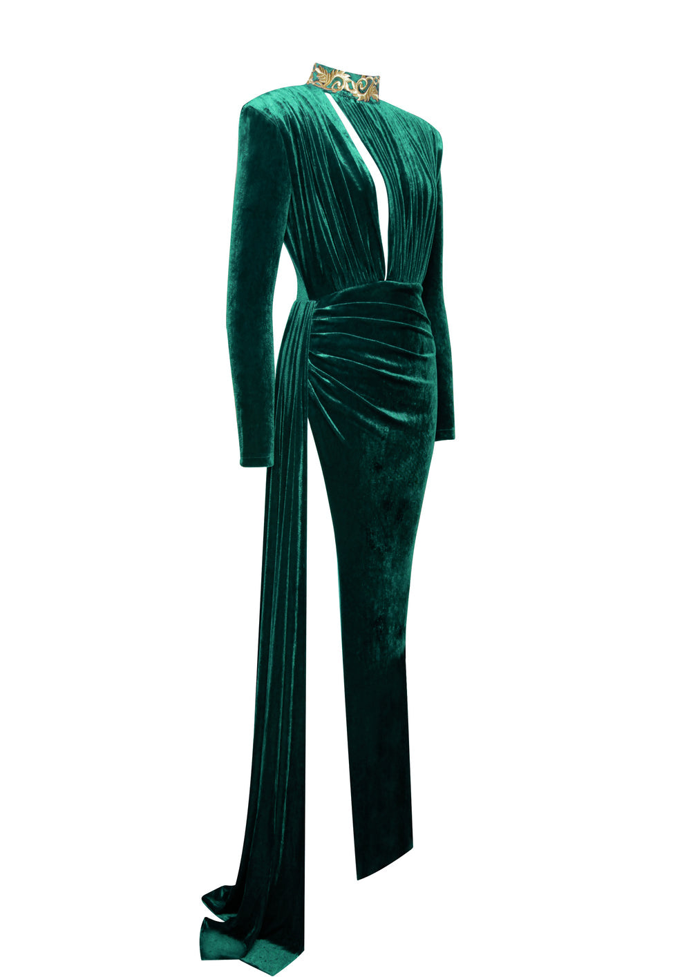 VELVET CUTOUT HIGH SLIT DRESS