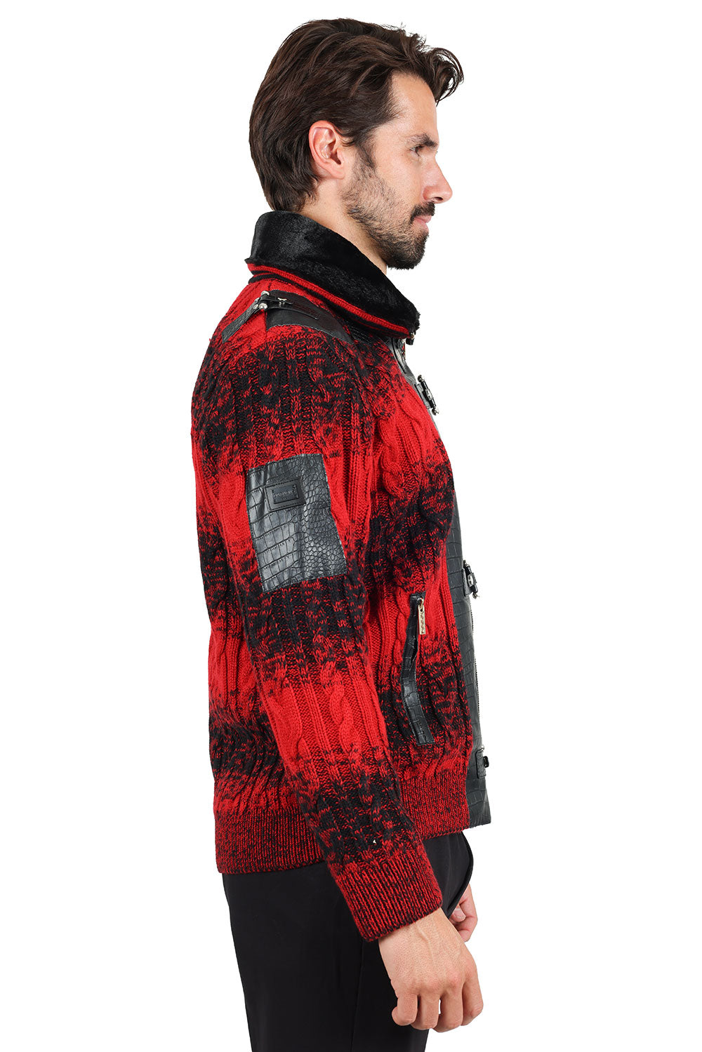 MICHAEL ZIPPER STAND COLLAR MONGOLIAN WINTER SWEATER