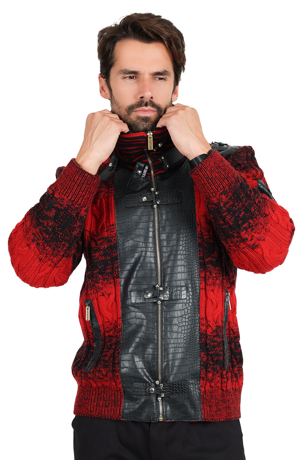 MICHAEL ZIPPER STAND COLLAR MONGOLIAN WINTER SWEATER