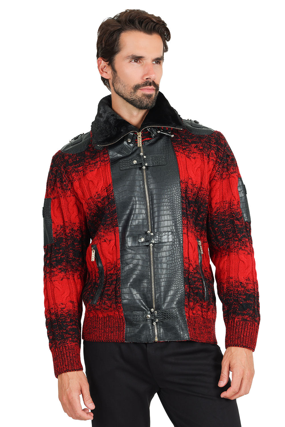MICHAEL ZIPPER STAND COLLAR MONGOLIAN WINTER SWEATER