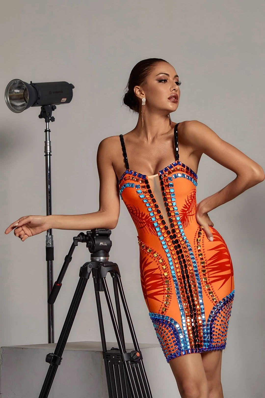 CANCUN BANDAGE DIAMANTE MINI DRESS