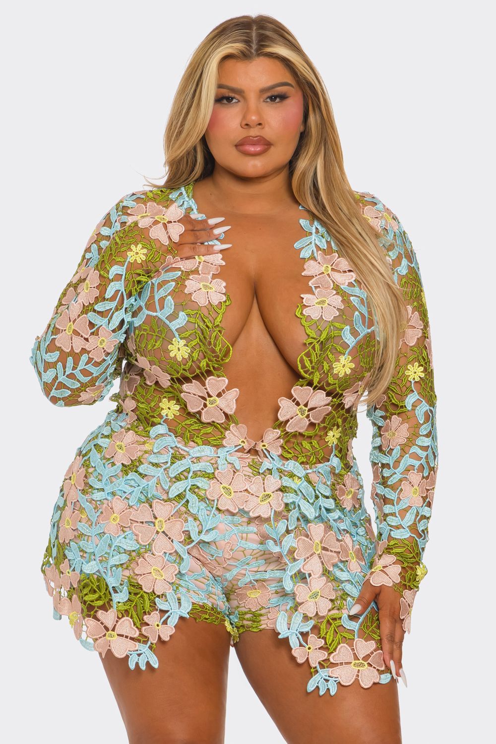 FLOWER LACE 2 PIECE SET SHORT AND BLAZER