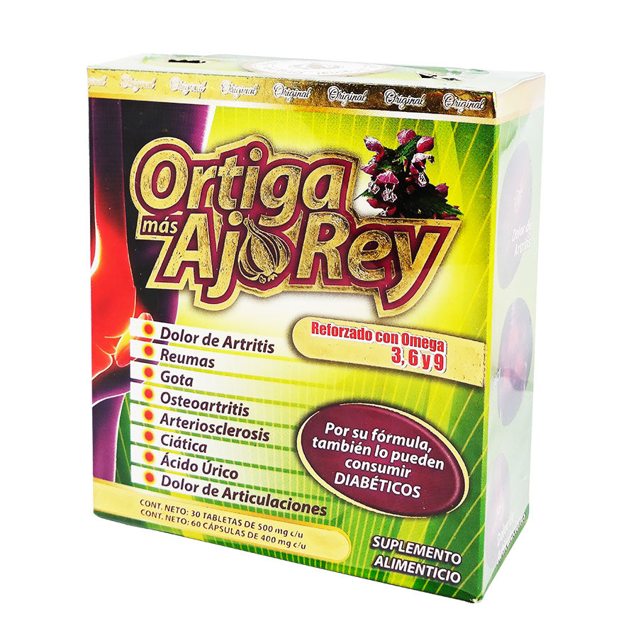 ORTIGA MAS AJO REY REFORZADO CON OMEGA 3 6 9 SUPLEMENTO NATURAL