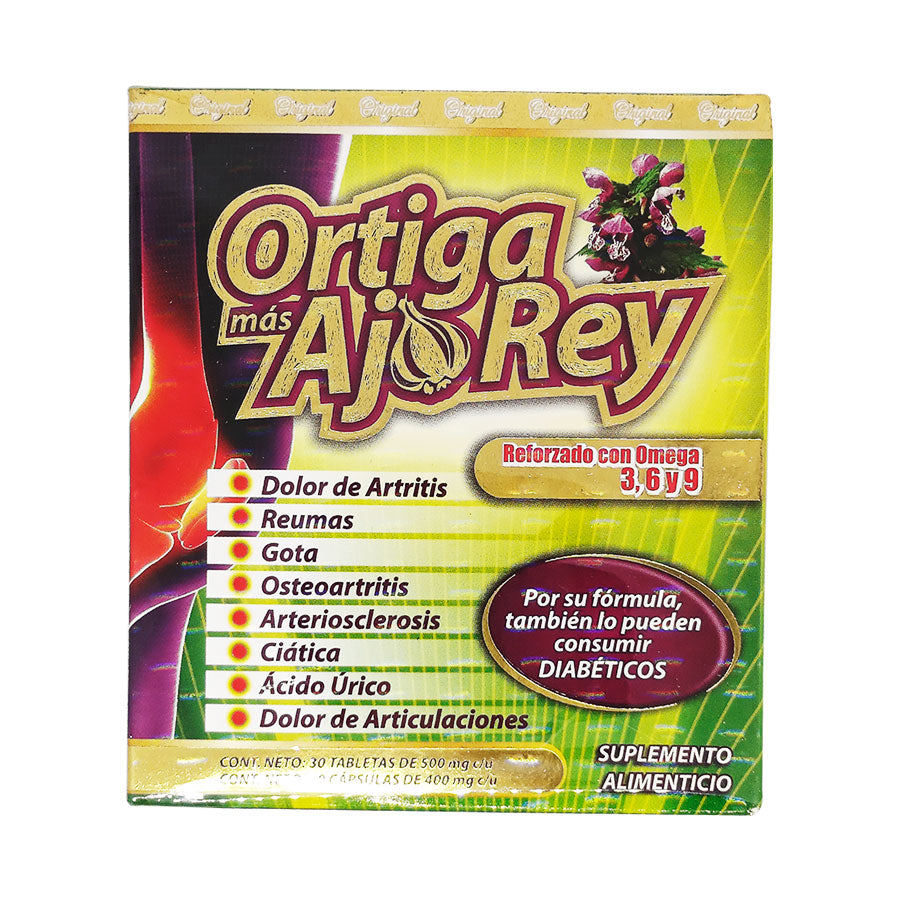 ORTIGA MAS AJO REY REFORZADO CON OMEGA 3 6 9 SUPLEMENTO NATURAL