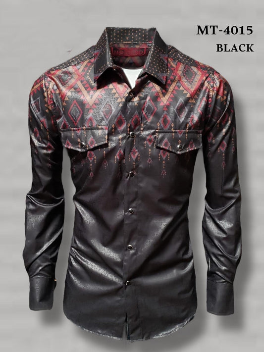 ANDY PRINTED SNAP LONG SLEEVE SHIRT