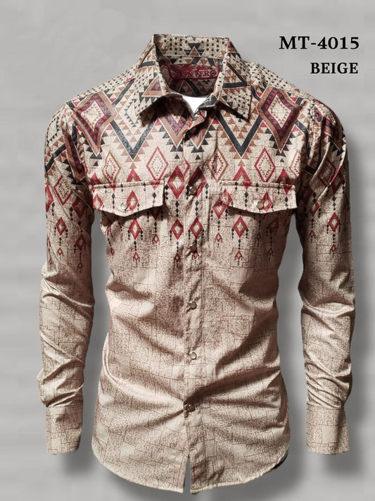 ALEX PRINTED SNAP LONG SLEEVE SHIRT