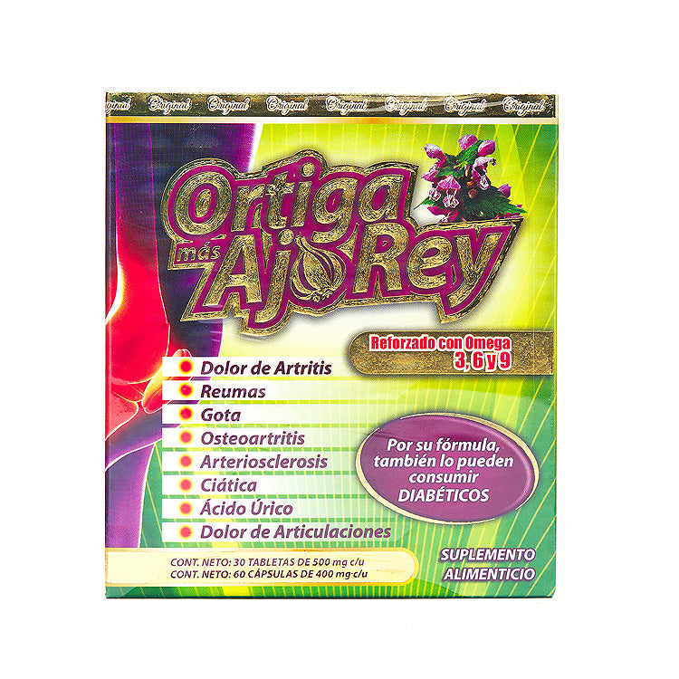 ORTIGA MAS AJO REY REFORZADO CON OMEGA 3 6 9 SUPLEMENTO NATURAL