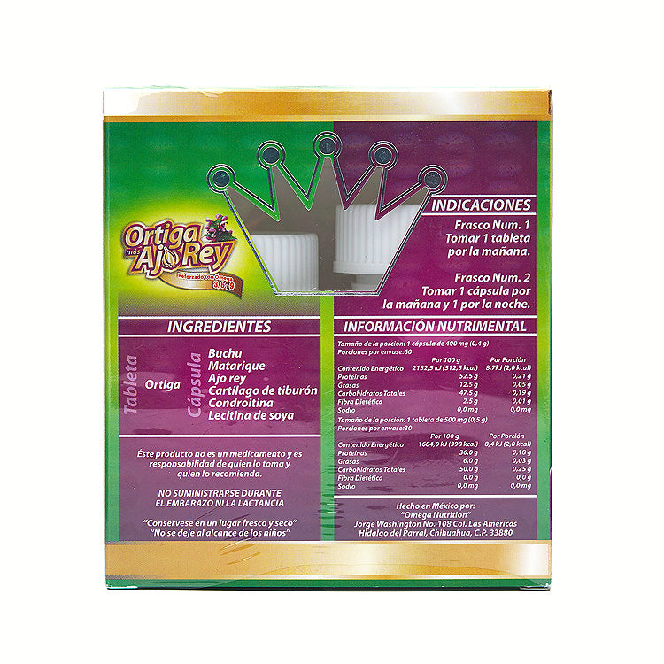 ORTIGA MAS AJO REY REFORZADO CON OMEGA 3 6 9 SUPLEMENTO NATURAL