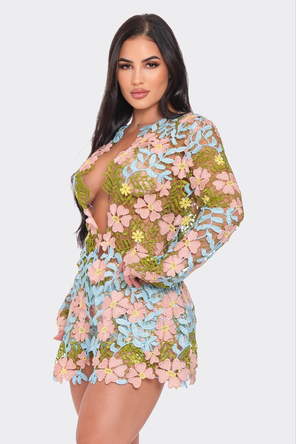 FLOWER LACE 2 PIECE SET SHORT AND BLAZER