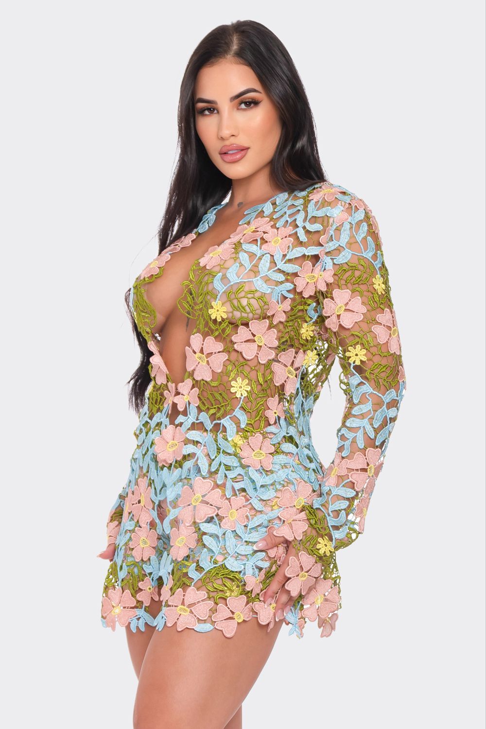 FLOWER LACE 2 PIECE SET SHORT AND BLAZER