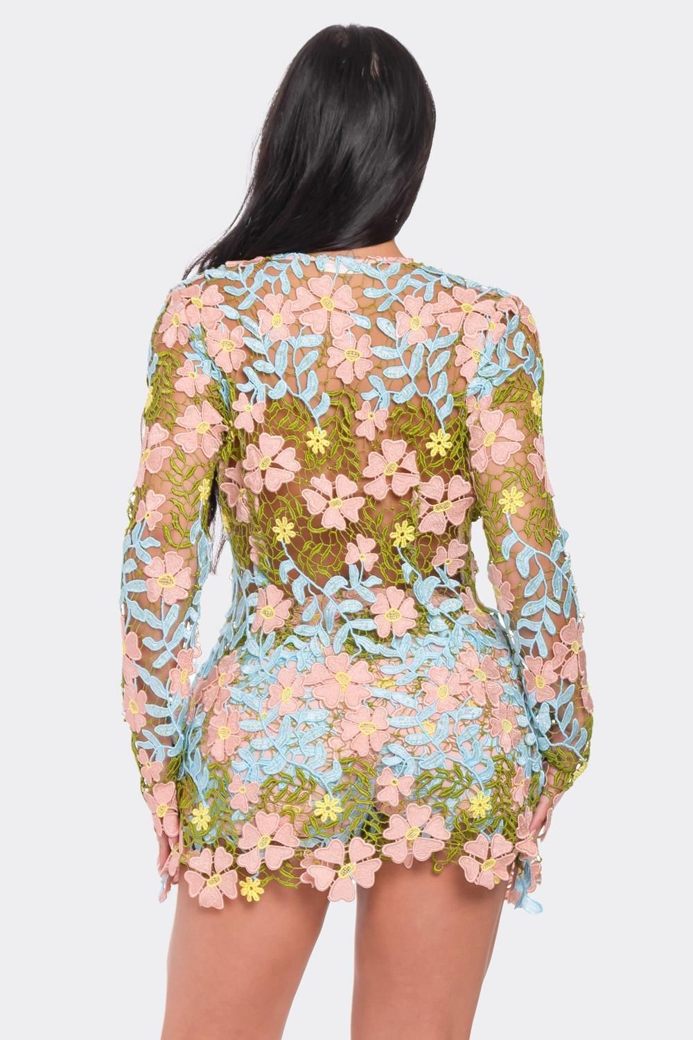 FLOWER LACE 2 PIECE SET SHORT AND BLAZER