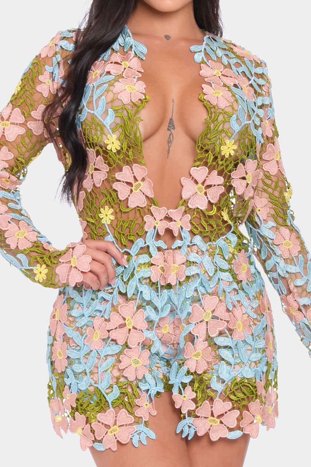 FLOWER LACE 2 PIECE SET SHORT AND BLAZER