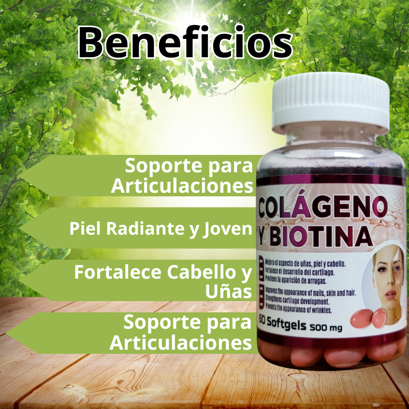 COLAGENO CON BIOTINA PARA PIEL CABELLO UÑAS CAPSULAS SUPLEMENTO