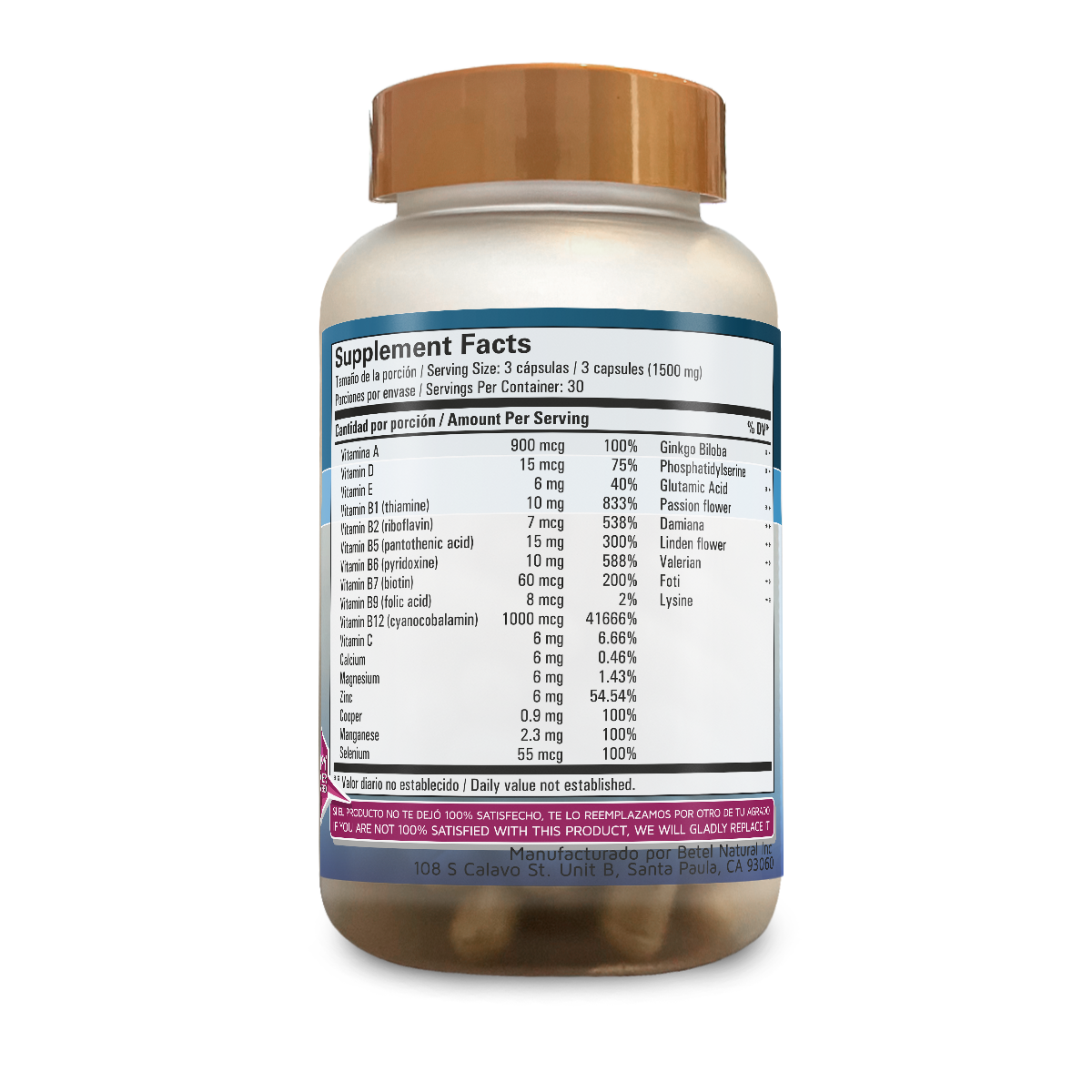 STRESSZERO CAPSULA SOPORTE NATURAL CONTRA EL ESTRES