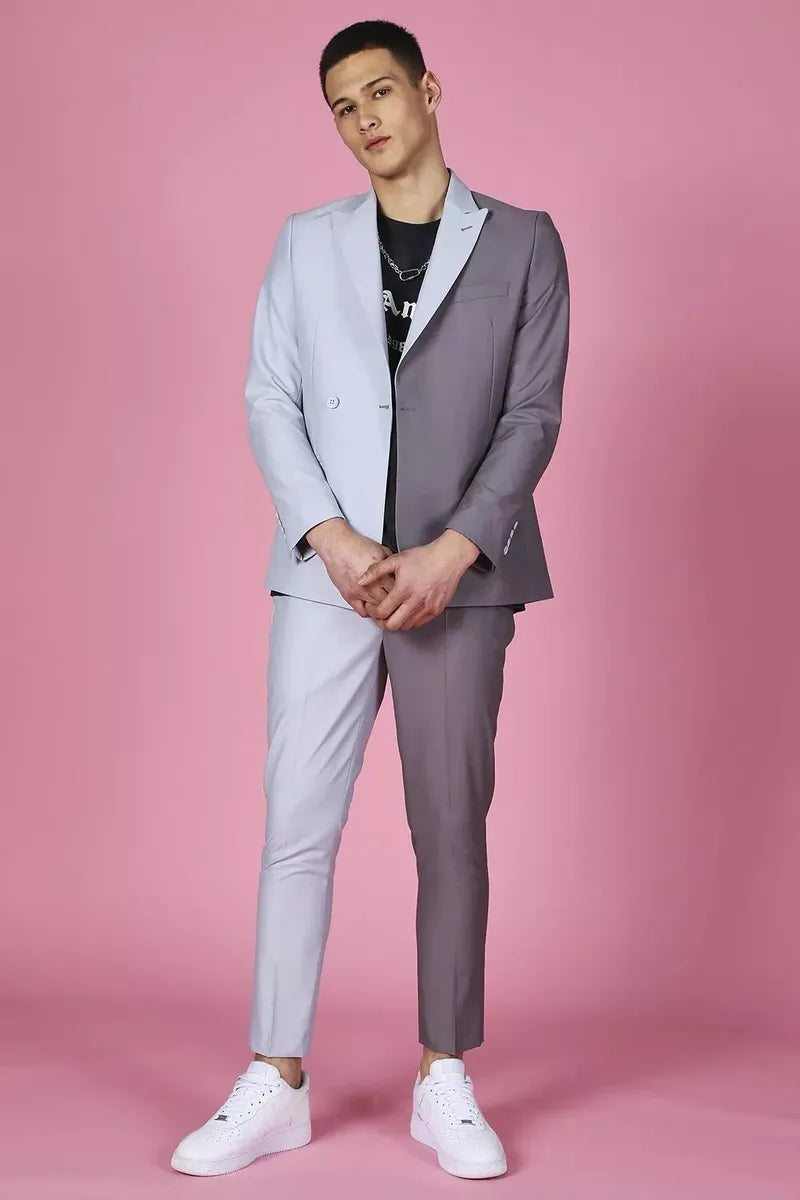 MEN SPLICED DOUBLE BREASTED BLAZER